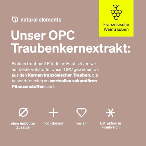natural elements OPC Traubenkernextrakt – 90 hochdosierte Kapseln für 3 Monate – reines OPC aus französischen Weintrauben – vegan, in deutschen Laboren getestet 3