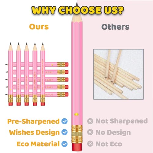 Vusnud BABY SHOWER PENCILS 50Pcs – Baby Shower Sharpened Half Pencils With Erasers, Pre-Sharpened Pencils For Baby Shower Games thumb #1