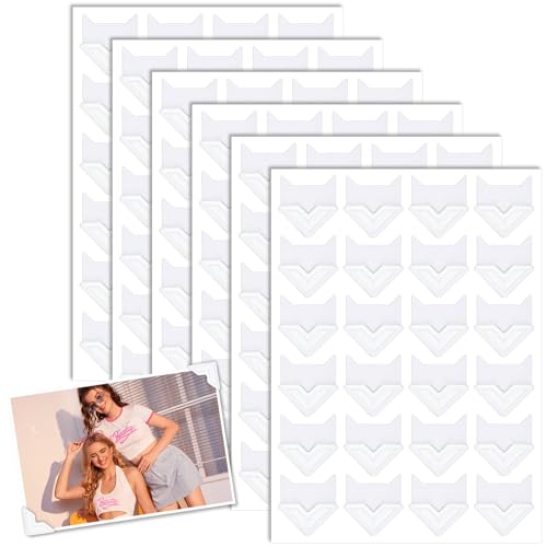 144 unidades/6 hojas autoadhesivas para esquinas de fotos, esquinas de fotos, autoadhesivas, esquinas adhesivas para fotos, esquinas de fotos, color negro, almohadillas adhesivas para álbum de fotos