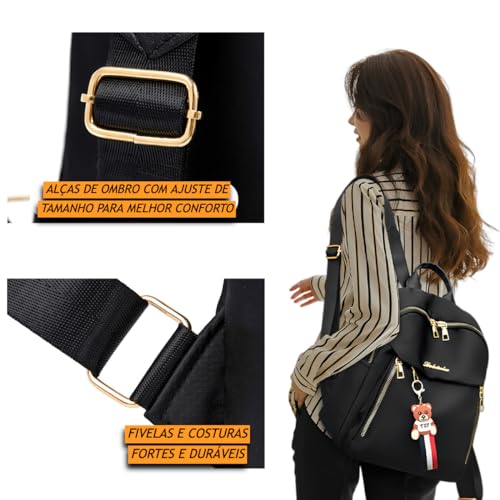 TOKSHOP Mochila Feminina Pequena Reforçada Bolsa Espaçosa e Estilosa (Cinza)