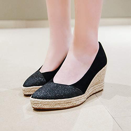 MIOKE Women's Espadrilles Wedge Pumps Close Pointed Toe Platform High Heels Slip On Casual Sandals Shoes4