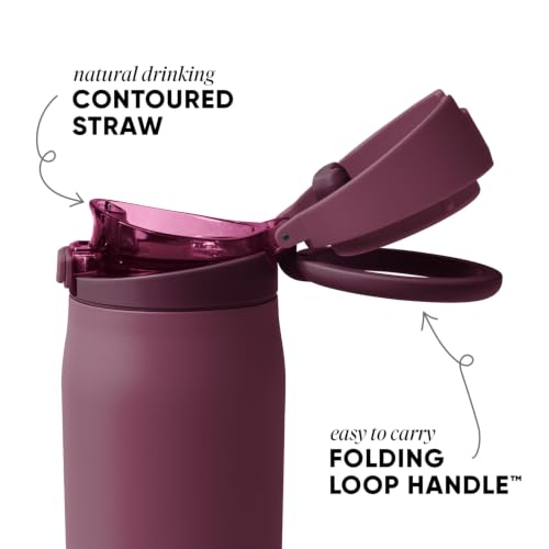 Image of Simple Modern Water Bottle with Straw & Handle | 24oz | Purple | Mesa Loop Insulated Water Bottle for School, Sports, Travel | Leak Proof, Stainless Steel | Fig Jam