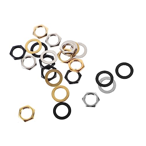 Levemolo Guitar Metal Nuts Washers Set Nut Files Electric Guitar Part Nut for Guitar Jack Nut and Washer Kit