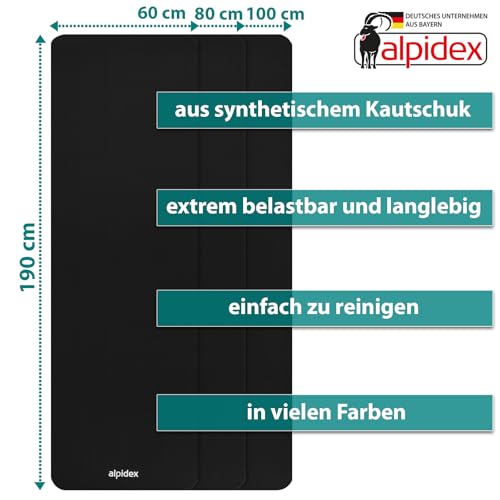 ALPIDEX Yogamatte Extra Dick 1,5 cm Gymnastikmatte 3 Größen E-Book rutschfest Phthalatfrei Fitness Matte Turnen Pilates Sport Physio HIIT Yoga Trainingsmatte Isomatte, Black, 190 x 80 x 1.5 cm