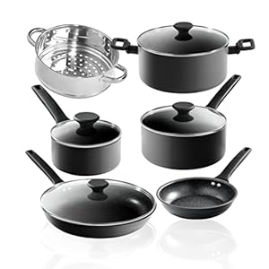 Granitestone Pro 10 Pc Hard Anodized Pots and Pans Set Nonstick Cookware Set, Complete Kitchen Cookware Set with Lids and Triple Diamond/Mineral Non Stick Coating, Dishwasher Safe, 100% Non Toxic