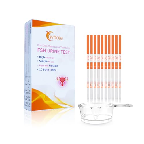 Menopause Test Strips 5.0mm Width Rapid Urine Test FSH Test Perimenopause Test Hormone Balance for Women - 10 Test Strips with Free Urine Cups