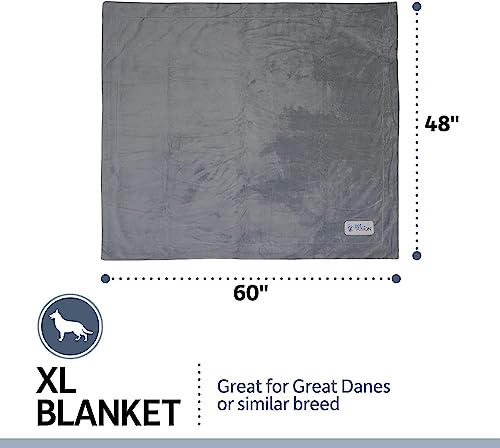 PetFusion Premium X-Large Hundedecke (60x48). Reversible Grey Micro Plush. [100% Polyester weich]