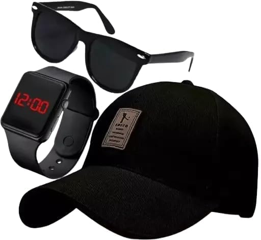 RYTORIA Baseball Cotton Summer Fashion Sports Cap with Sunglasses and Digital Watch Combo Pack of 3 for Men and Women Adjustable Buckle Casual Cap-picture-19