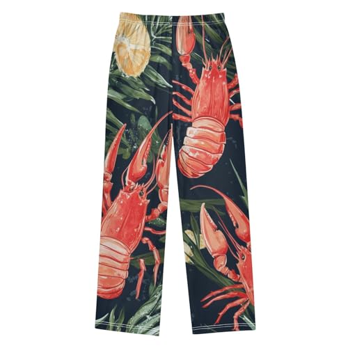 ZZXXB Tropical Lobsters Boys Long Pants Soft Trousers Elastic Waist Kids Lounge Bottoms with Pockets S-XL2
