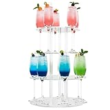 Generisch Cocktail Turm | Acryl 2-Etagen Haltegestell - Mit 12 Fächern runder schwebender Turm für Champagnergläser aus Acryl,Für Wein Bier Whisky Soda Und Andere Getränke
