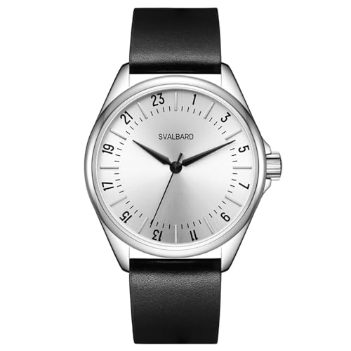 Montre Homme 24h Svalbard Icy GA33 Quartz Suisse Acier Noir Bracelet Cuir Noir