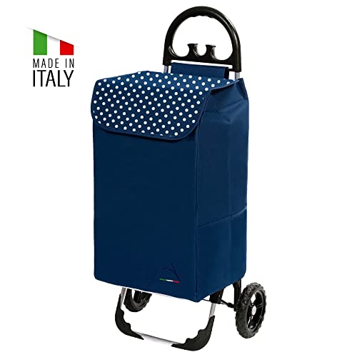 XL Einkaufstrolley Himy Einkaufswagen in blau mit 78L - großer Trolley mit leisen Gummi Rädern bis 50kg inkl… – Bild 8