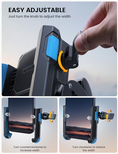 Image of Lamicall Motorcycle Bike Phone Mount, 1s Lock Bike Phone Holder | Camera Friendly Bicycle Phone Clip, Scooter Phone Holder Gifts for iPhone Pro Max, Galaxy S25 Ultra, 4.7-7 inch Phones, Blue