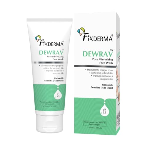 Image of Fixderma Dewrav 2% Niacinamide Pore Minimizing Face Wash with Ceramides & Cica Extract | Face Wash for Open Pores Tightening | Strengthens Skin Barrier & Brightens Skin | For Men & Women- 100ml