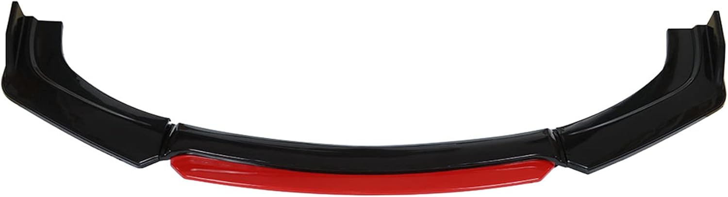 labwork 4 Pieces Universal Car Front Bumper Lip Spoiler Splitter Body Kit Bright Black Red Tongue