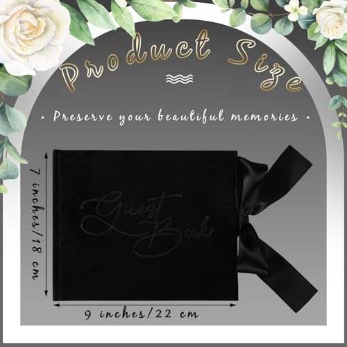 Image of Panelee Wedding Guest Book with Pen Black Velvet Reception 144 Page Sign in Book Wedding Memory Papers Elegant Guestbook for Bridal Shower Party Guest Visitor