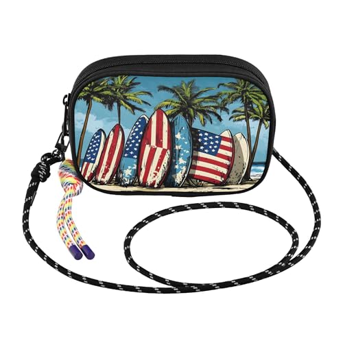 Surfboards Adjustable Strap Crossbody Bag for Women,Multi-Pocket Phone Purse with Zipper,Compact Shoulder Bag (7.7 Inch)2
