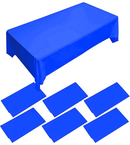Grande nappe jetable en plastique bleu - 137 x 274 cm - Décoration de table pour fête, Noël, pique-nique, repas - Nappe d'anniversaire d'enfant - Bleu
