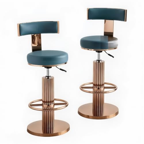 Image of FUNROLUX Adjustable Swivel Bar Stools Set 2 Kitchen Counter Height Stools
