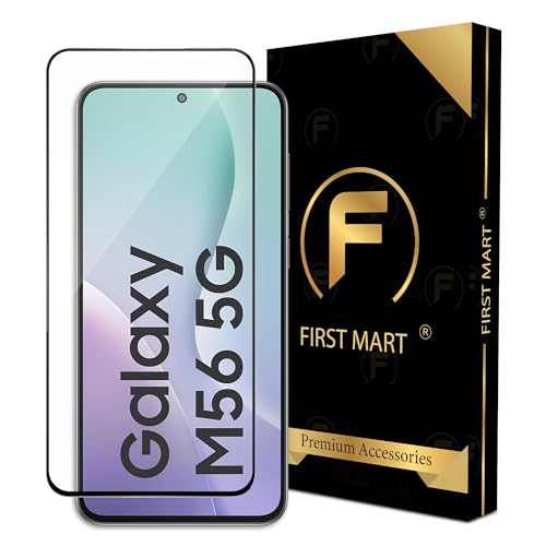 Image of FIRST MART Military Grade Gorilla Tempered Glass Compatible For Samsung Galaxy M56 (6.74 Inches) With Full Screen Coverage and Easy Installation Kit| Edge-To-Edge Protector|Black
