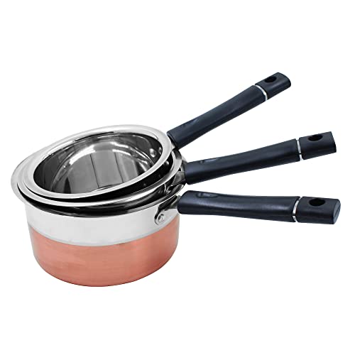 Image of Spillbox Stainless Steel Induction and Gas Compatible Heavy Base Sauce Pan| Tea Pan| Milk Pan| for Kitchen Utensils Cookware (Copper Bottom)