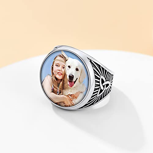 Custom4U Personalized Rings for Men,Photo & Name Engraved Sizes 7 - image 9