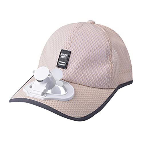 Sombrero de Verano con Ventilador, Sombrero Transpirable, de béisbol, Protector Solar USB, de béisbol con Trajes De Beisbol (Beige, One Size)