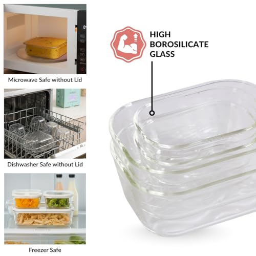 Image of Nestasia Vento Glass Containers with Lid Set of 4 (370ml x 2, 930ml x 1, 2500ml x 1) - Microwave, Refrigerator & Dishwasher Safe Containers with Air Vent Lid for Fridge Storage (Green)