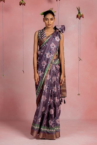 Image of MIRCHI FASHION Saree for Woman | Art Silk Floral Printed Ethnic Occasional Sari with Blouse