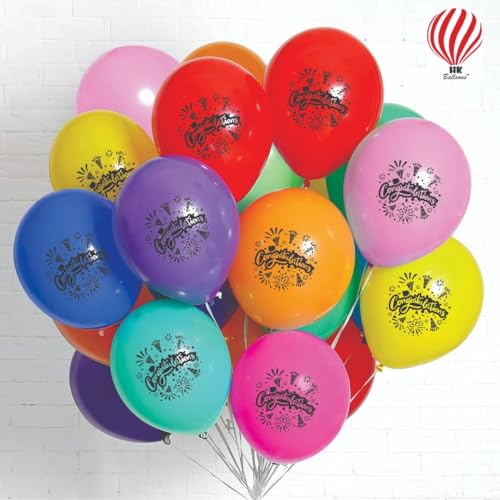 Image of Hk Balloons 50Pcs congratulations Balloons For Decoration Item Multicolor Balloons For Wedding Anniversary, Graduation Party Decors, Retirement, Achievement & Success Party Promotion Celebration