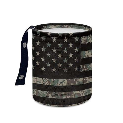 Image of Black American Flag Car Trash Bag, Car Trash Can - Cute, Portable, Collapsible for Back Seat, Floor, or Hanging Headrest Waste Basket - Car Garbage Accessory