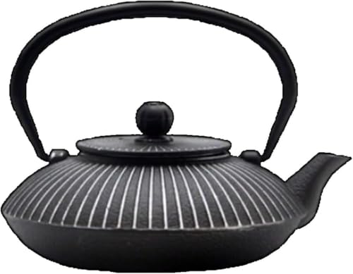 Zxyler 南部鉄器鉄瓶 茶道道具 茶こし付き急須 直火可 鉄製鋳物 鉄分補給 保温性良 伝統工芸品 お湯・お茶・コーヒー用 (ブラック)