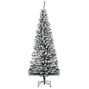 HOMCOM 6 Tall Unlit Snow Flocked Slim Artificial Christmas Tree with Realistic Branches and 492 Tips