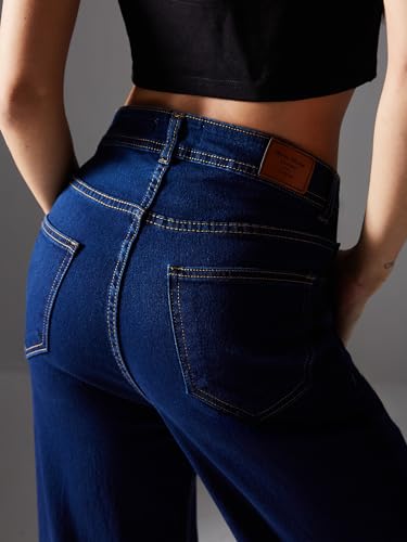 Image of Miss Chase Women's Wide Leg High Rise Regular-Length Stretchable Denim Jeans