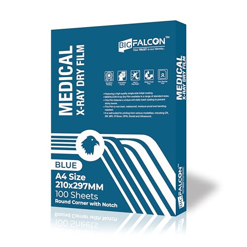 Image of BIGFALCON Medical Xray Dry Film for Inkjet Blue Base Size A4 (100 Sheets X-Ray Film for X-ray, CR, DR and OPG Images) Thickness - 210 Micron (A4 Size)