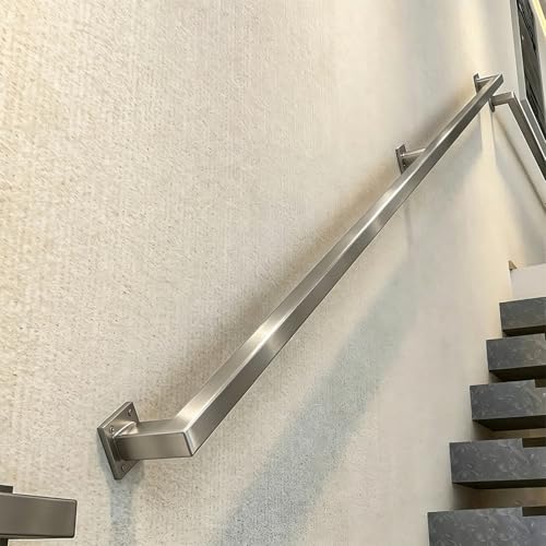 Image of Industrial Stair Railing, Wall Mount Hand Rails for Indoor & Outdoor Steps, Non-Slip Staircase Banister Handrail - 1m 1.5m 2m 2.5m 3m, Stainless Steel(4ft/1.2m)