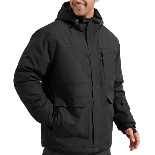 FREE SOLDIER Men's Waterproof Ski Jacket Fleece Lined Warm Winter Snow Coat with...