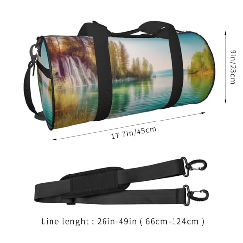 Travel Duffel Bag Sports Gym Bag With Shoes Compartment,Lightweight Overnight Weekender Bag Clean Water And Lake Landscape Yoga Gym Sports Bag For Men Women3