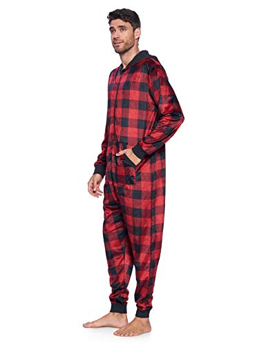 Ashford & Brooks Men's Mink Fleece Hooded One-Piece Union Suit Pajamas2