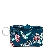Vera Bradley Women's Cotton Deluxe Zip ID Case Wallet With RFID Protection, Rose Toile - Recycled Cotton, One Size