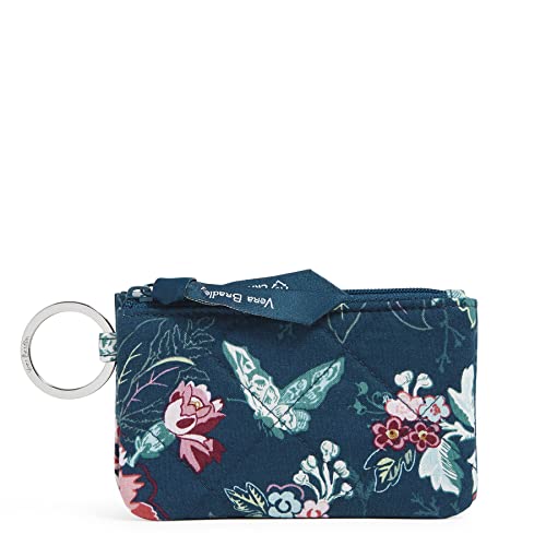 Vera Bradley Women's Cotton Deluxe Zip ID Case Wallet With RFID Protection, Rose Toile - Recycled Cotton, One Size