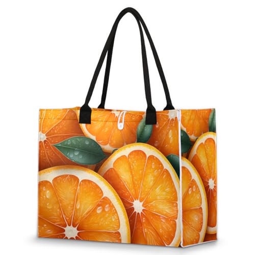 Fruit Oranges Tote Bag for Women Large Beach Bag Reusable Tote Bags for Work Travel Beach Shopping