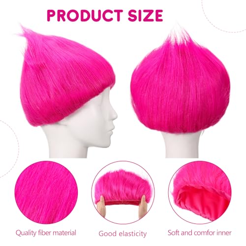 Image of Geyoga 2 Pcs Funny Wig Crazy Hair for Halloween Party,Rose Red