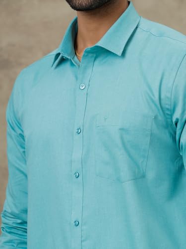 Image of RAMRAJ COTTON Men Full Sleeve Solid Shirt With Matching Border Dhoti|Ideal For Weddings And Occasion