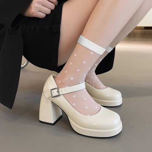 4 Pairs Sheer Socks Women, Summer Checkered Dot Striped Plaid Ankle Sheer Socks, No-Pilling Silk Breathable Transparent See-Through Sockings 5