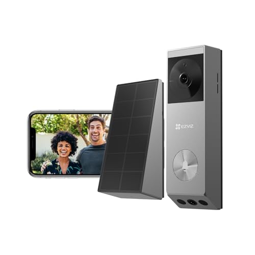 EZVIZ 2K Dual-Linsen-Video-Türklingel-Kamera, Solarpanel inklusive Ladung ohne Entfernen, Paketerkennung, 32 GB lokaler Speicher, keine monatliche Gebühr, kabelgebunden oder Akku, Farbnachtsicht, EP3X