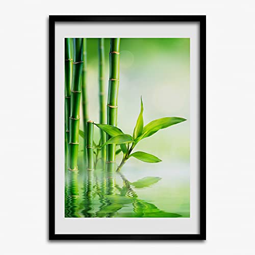 Cadre MDF 50x70 cm Bambou dans l'eau pour une deco zen moderne