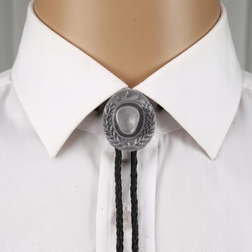 Image of Joxevyia Bolo Tie for Men Vintage Cow Skull Leather Rope Western Cowboy Necktie Vintage Bola Tie Gift for Him