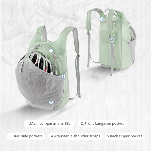 Mochila plegable ligera impermeable para senderismo 15L miniatura 3