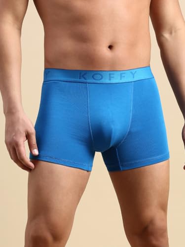 Image of KOFFY Men's Stretchable Cotton Lycra Long Trunk with C-Type Front Open | Wrinkle-Free | Ultra-Soft Elastic